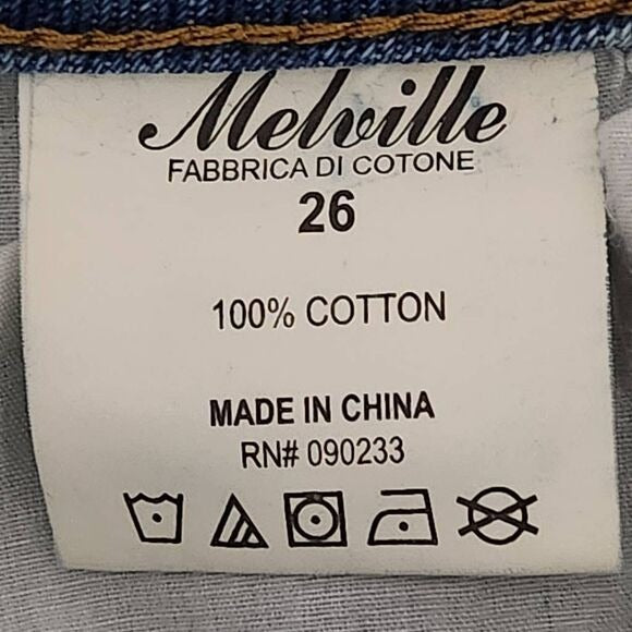 Melville Distressed Cuffed Button-Fly Jean Shorts Size 26