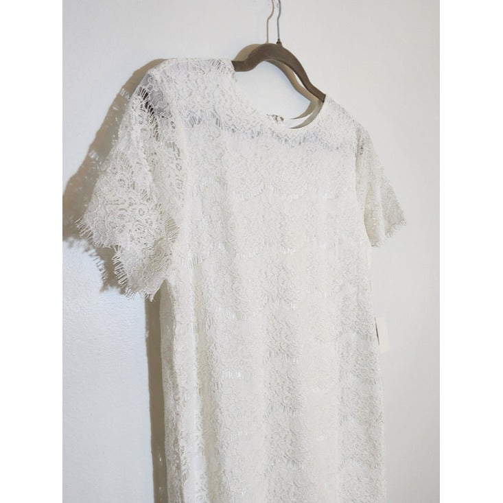 Lulus White Lace Mini Shift Dress NWT Size Large