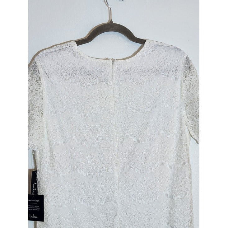 Lulus White Lace Mini Shift Dress NWT Size Large