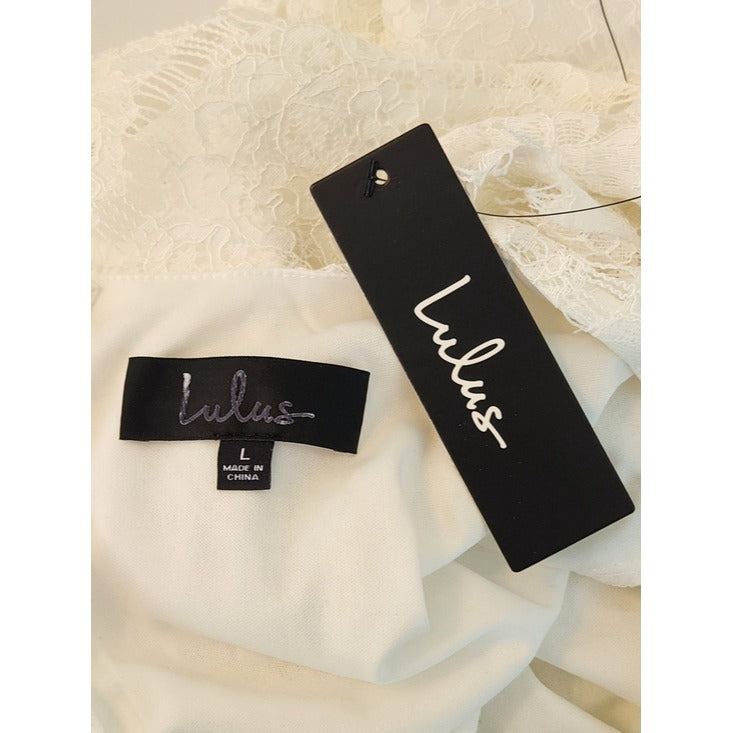 Lulus White Lace Mini Shift Dress NWT Size Large