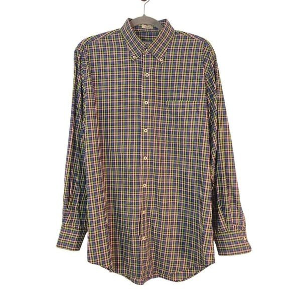 Peter Millar Preppy Check Button-Down Shirt Medium Plaid Button-Up Top