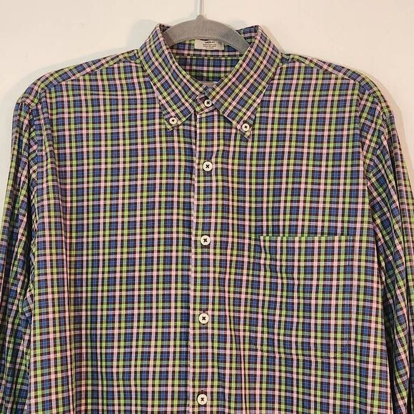 Peter Millar Preppy Check Button-Down Shirt Medium Plaid Button-Up Top