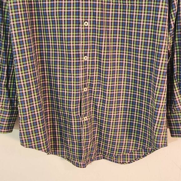 Peter Millar Preppy Check Button-Down Shirt Medium Plaid Button-Up Top