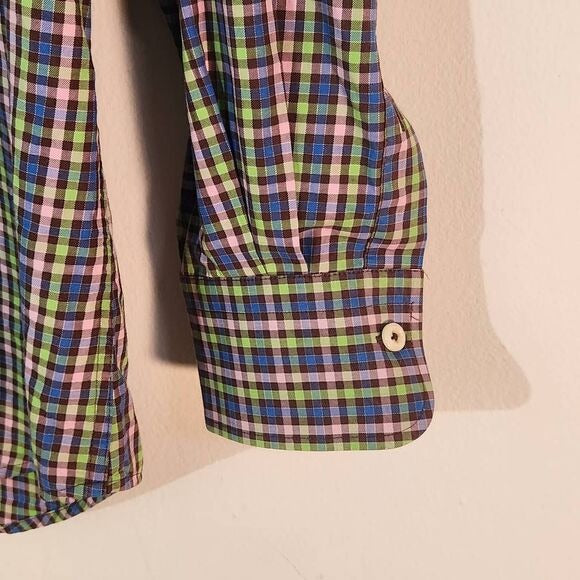 Peter Millar Preppy Check Button-Down Shirt Medium Plaid Button-Up Top