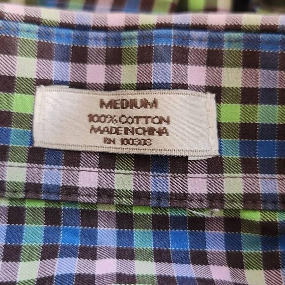 Peter Millar Preppy Check Button-Down Shirt Medium Plaid Button-Up Top