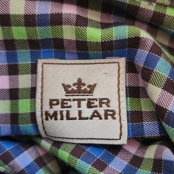 Peter Millar Preppy Check Button-Down Shirt Medium Plaid Button-Up Top