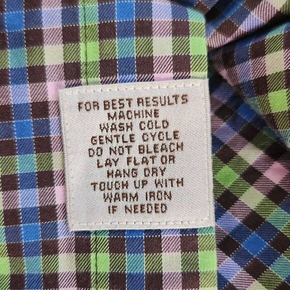 Peter Millar Preppy Check Button-Down Shirt Medium Plaid Button-Up Top