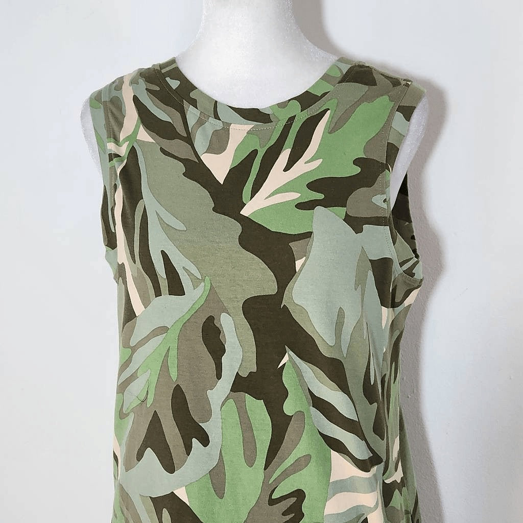Sanctuary Green Camo Mini Dress NWT Size XS Casual Green Leaf Print Dress