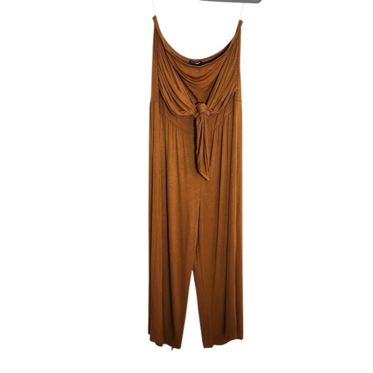 Fashion Nova Rust Brown Strapless Cropped Jumpsuit Size 1X NWT