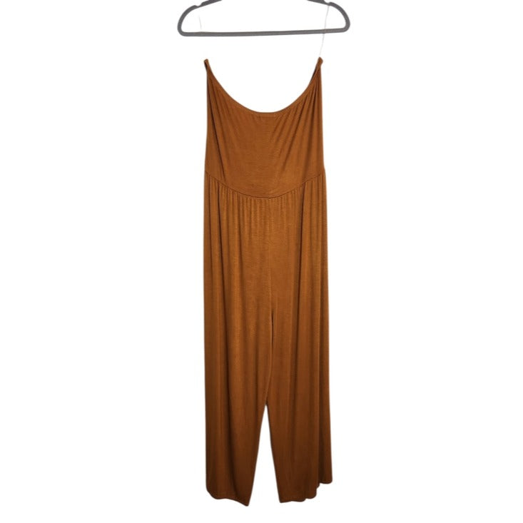 Fashion Nova Rust Brown Strapless Cropped Jumpsuit Size 1X NWT