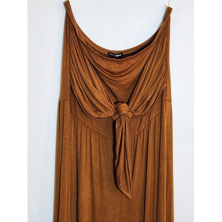 Fashion Nova Rust Brown Strapless Cropped Jumpsuit Size 1X NWT