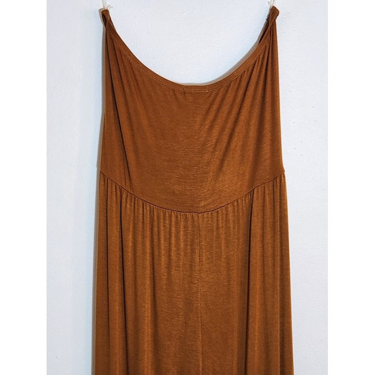Fashion Nova Rust Brown Strapless Cropped Jumpsuit Size 1X NWT