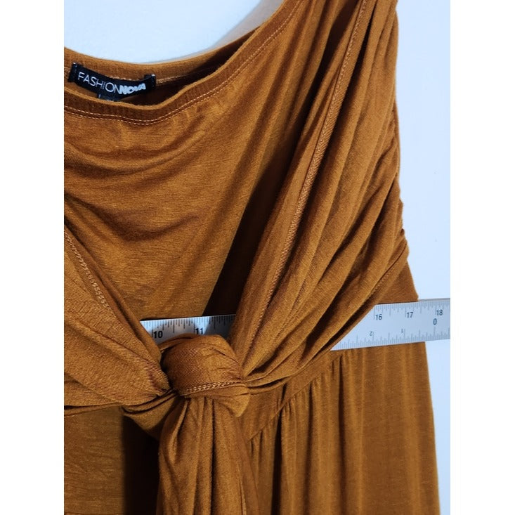 Fashion Nova Rust Brown Strapless Cropped Jumpsuit Size 1X NWT