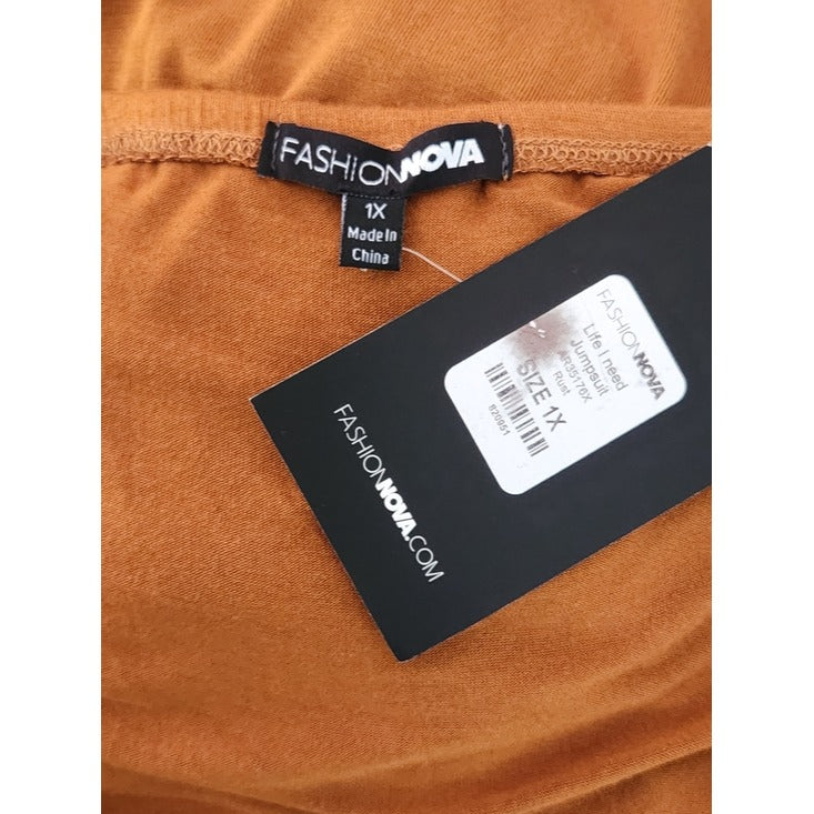 Fashion Nova Rust Brown Strapless Cropped Jumpsuit Size 1X NWT