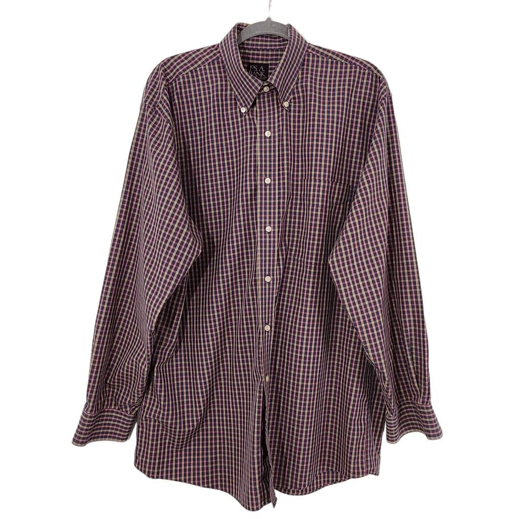 Jos. A. Bank Blue Plaid Button-Up Shirt Size Large Preppy Plaid Shirt