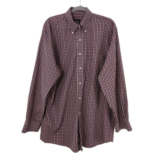 Jos. A. Bank Blue Plaid Button-Up Shirt Size Large Preppy Plaid Shirt