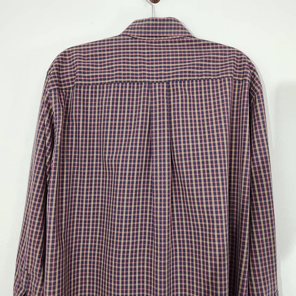 Jos. A. Bank Blue Plaid Button-Up Shirt Size Large Preppy Plaid Shirt