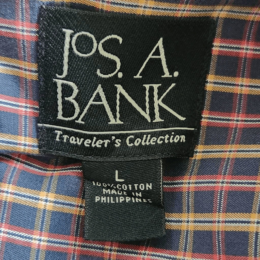 Jos. A. Bank Blue Plaid Button-Up Shirt Size Large Preppy Plaid Shirt