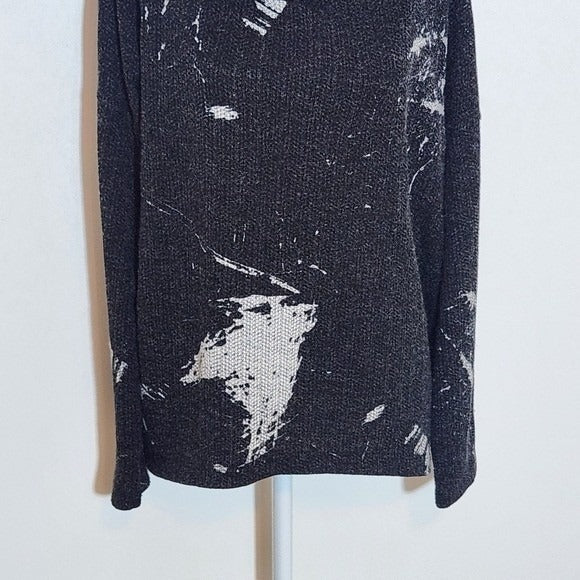 Clara Sunwoo Black Print Knit Cowl Neck Sweater Size XL Black Sweater
