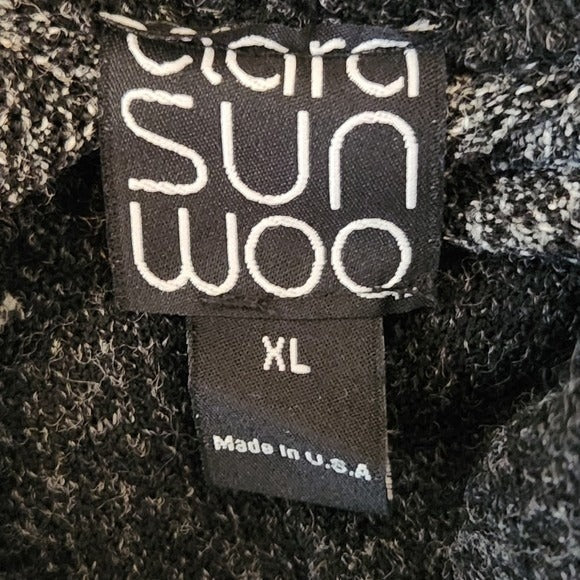Clara Sunwoo Black Print Knit Cowl Neck Sweater Size XL Black Sweater