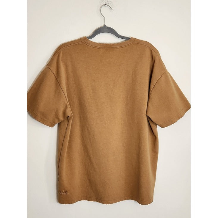 Valabasas Tan Distressed Oversized T-Shirt Size Medium