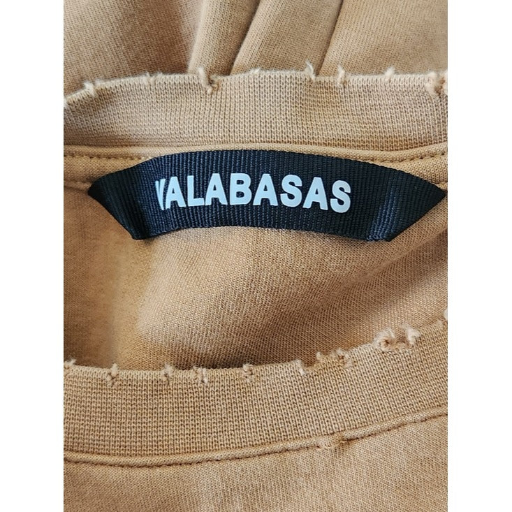 Valabasas Tan Distressed Oversized T-Shirt Size Medium