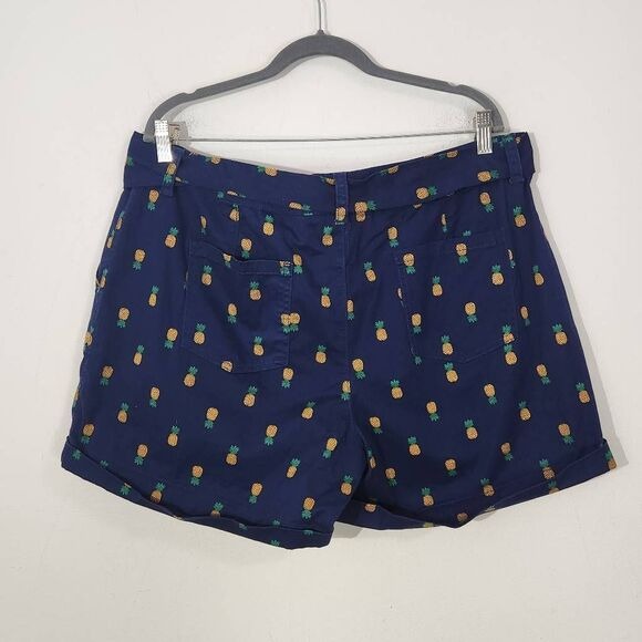 St. John's Bay Navy Pineapple Chino Shorts Size 18 Navy Shorts Tie Waist New