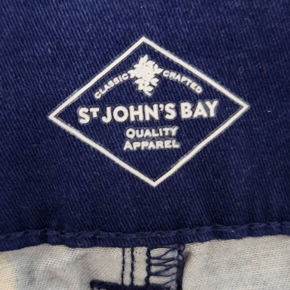 St. John's Bay Navy Pineapple Chino Shorts Size 18 Navy Shorts Tie Waist New
