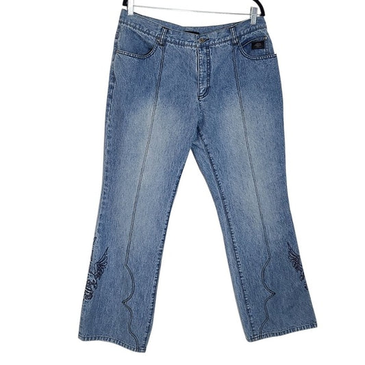 Harley-Davidson Women's Bootcut Jeans with Embroidered Eagles Size 14