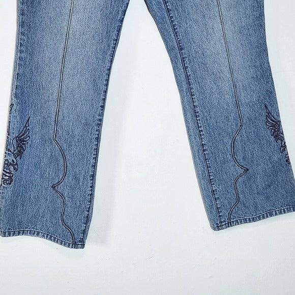 Harley-Davidson Women's Bootcut Jeans with Embroidered Eagles Size 14