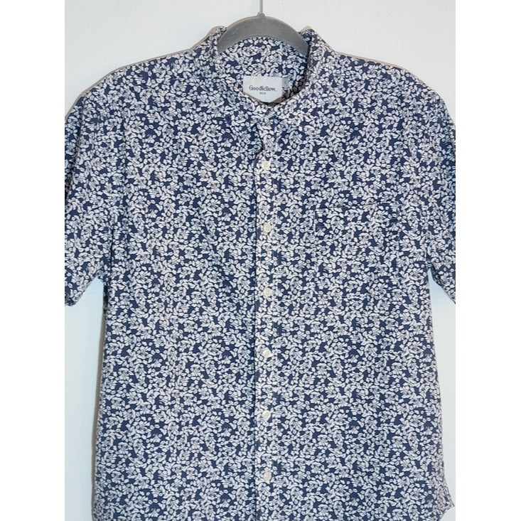 Goodfellow & Co Navy and White Floral Button Down Shirt Size Large