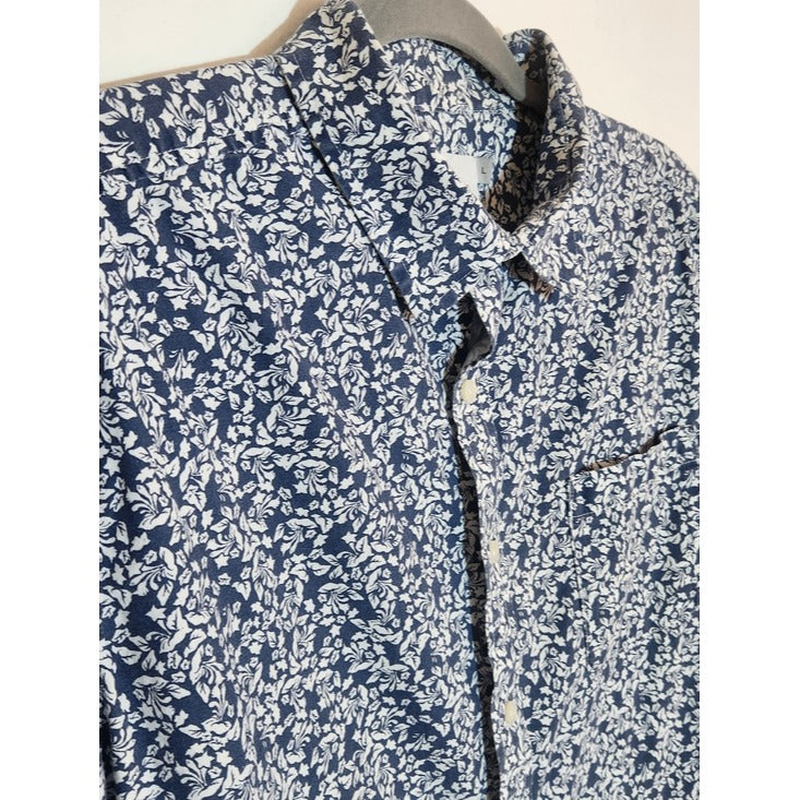 Goodfellow & Co Navy and White Floral Button Down Shirt Size Large