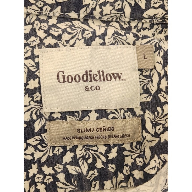 Goodfellow & Co Navy and White Floral Button Down Shirt Size Large