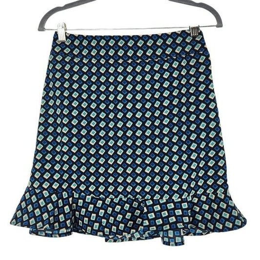 Band of the Free Black and Blue Geometric Print Mini Skirt Size Medium, New