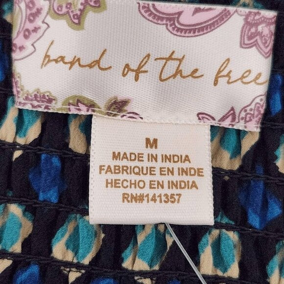 Band of the Free Black and Blue Geometric Print Mini Skirt Size Medium, New