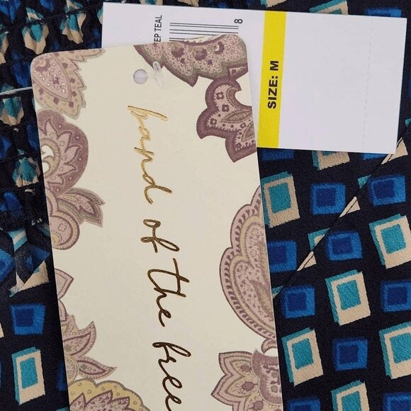 Band of the Free Black and Blue Geometric Print Mini Skirt Size Medium, New