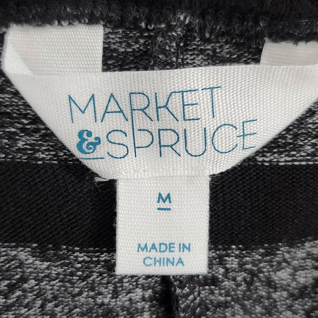 Market & Spruce Black and Gray Stripe Knit Top Size Medium Black Stripe Top