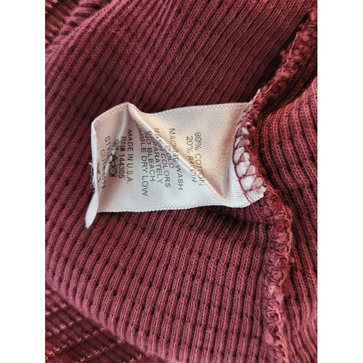 ABLE Burgundy Distressed Thermal Knit Dress with Lace Accent Size XL