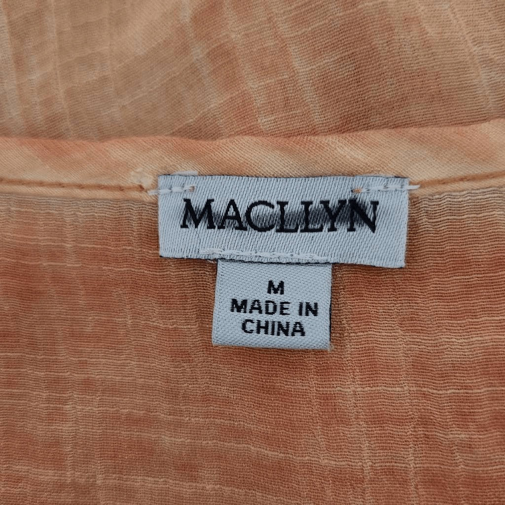 Macllyn Orange Semi-Sheer Boho Blouse Size Medium Orange Bohemian Top