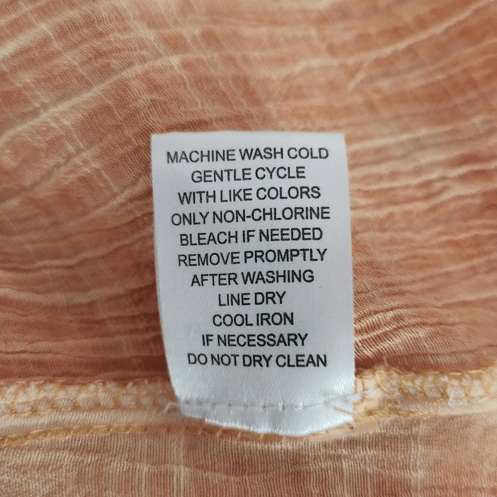 Macllyn Orange Semi-Sheer Boho Blouse Size Medium Orange Bohemian Top