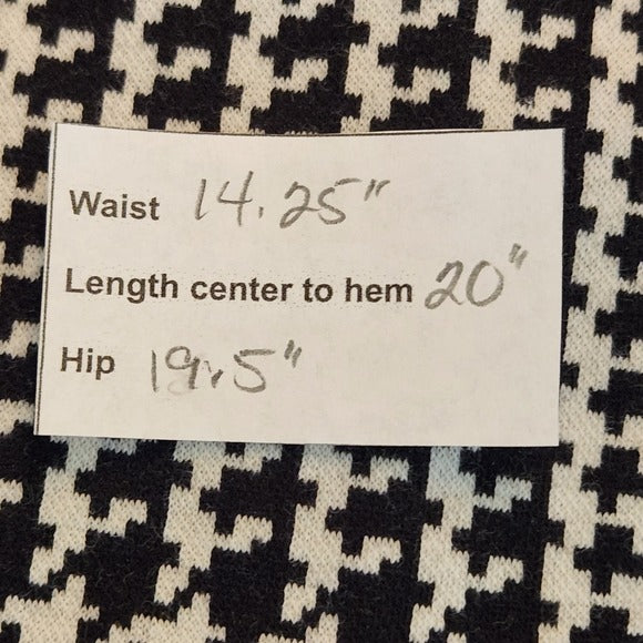 Talbots Classic Black and White Houndstooth Mini Pencil Skirt Size 8 Petites