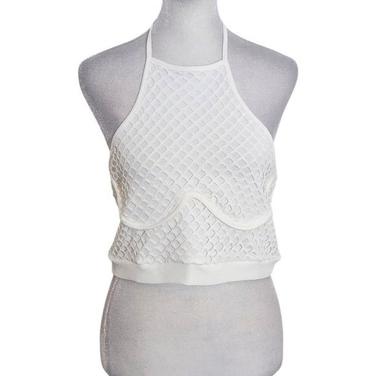 Fashion Nova White Crop Top NWT Size Large Halter Neck Crop Top