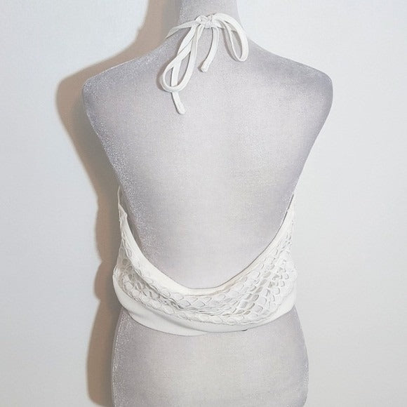 Fashion Nova White Crop Top NWT Size Large Halter Neck Crop Top