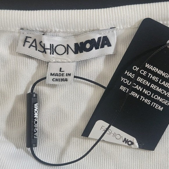 Fashion Nova White Crop Top NWT Size Large Halter Neck Crop Top