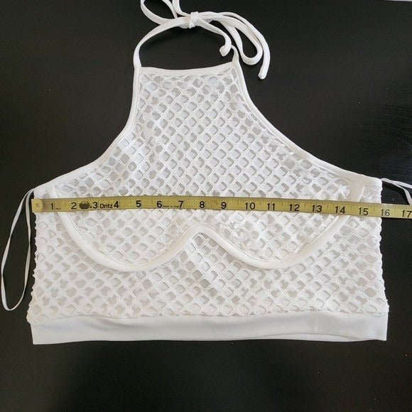 Fashion Nova White Crop Top NWT Size Large Halter Neck Crop Top