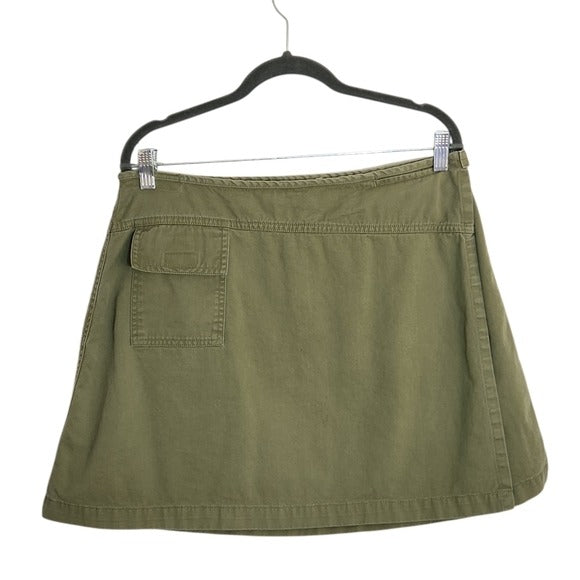 NY Khakis New York & Company Army Green Mini Wrap Skirt Size 14