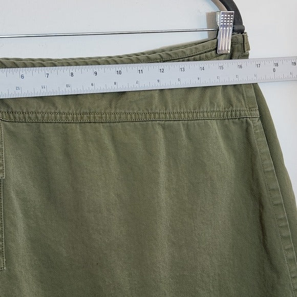 NY Khakis New York & Company Army Green Mini Wrap Skirt Size 14