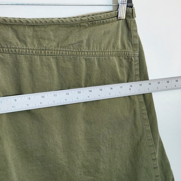 NY Khakis New York & Company Army Green Mini Wrap Skirt Size 14