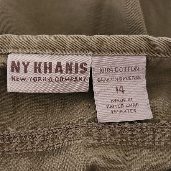 NY Khakis New York & Company Army Green Mini Wrap Skirt Size 14