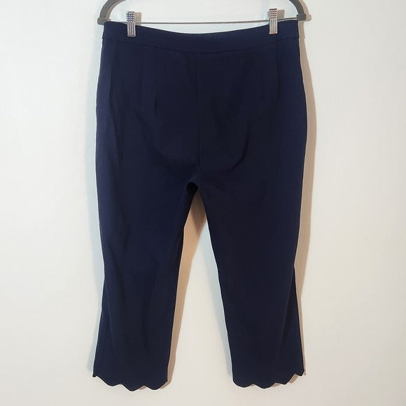 Zac & Rachel Navy Scalloped-Hem Capri Pants Size 12
